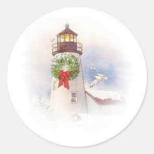 Adesivo de Natal de Farol Redondo