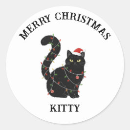 Adesivo de Natal de Gatinho Preto Fofo