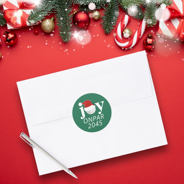 Adesivo de Natal de Golfe Alegria Moderno Verde (Sleek holiday sticker, perfect for envelopes 🎄
Add your club name, event, or year.)