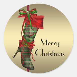 Adesivo de Natal de Meia de Salto Alto Chic Vermel
