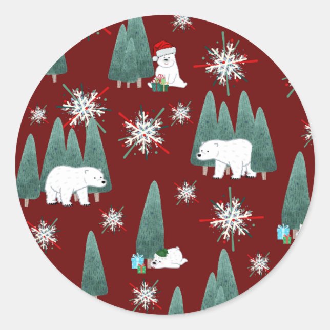 Adesivo de Natal de Urso Polar (Frente)