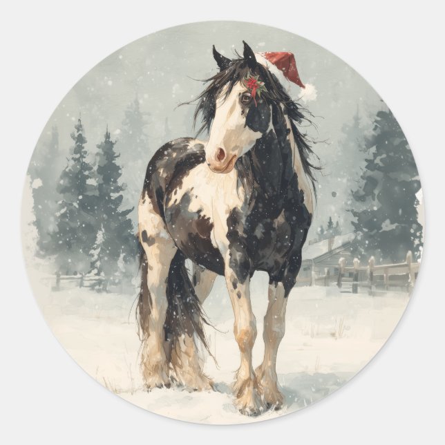 Adesivo de Natal do Cavalo Paint (Frente)