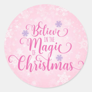 Adesivo de Natal em Floco de Neve Rosa