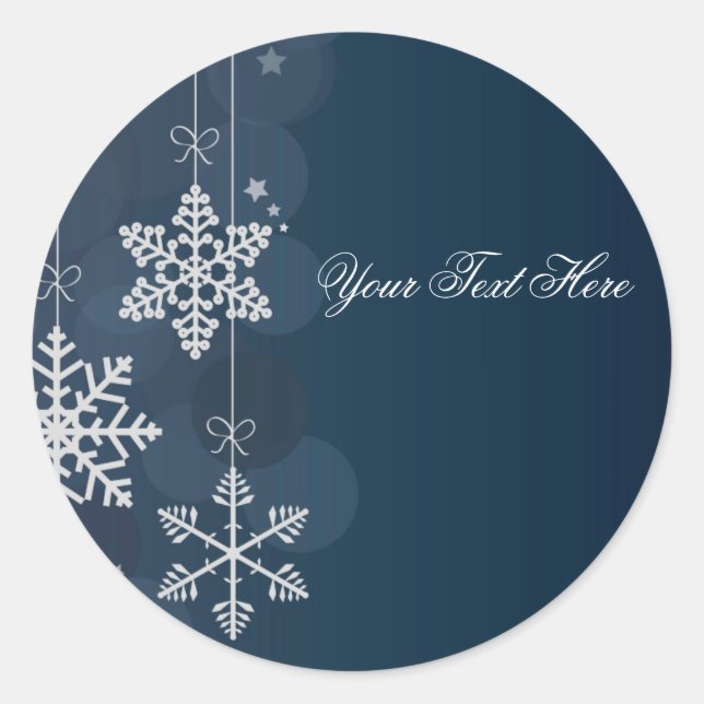 Adesivo de Natal Floco de Neve Azul e Branco (Frente)