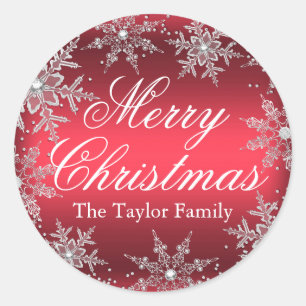 Adesivo de Natal Floco de Neve Cristal Vermelho
