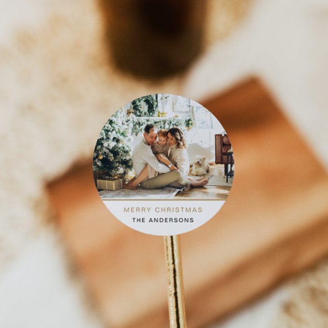 Adesivo de Natal Foto Etiqueta de Férias Minimalis (Criador carregado)