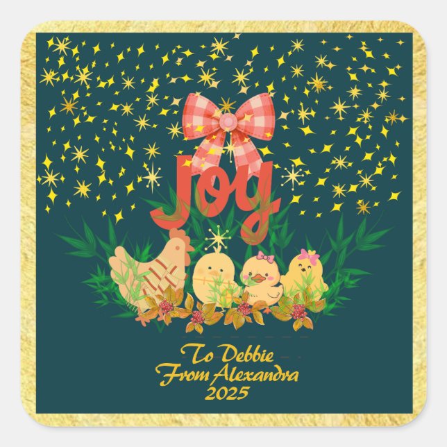 Adesivo de Natal no país das galinhas (Frente)