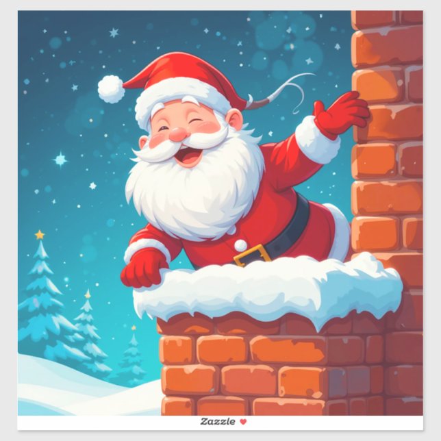 Adesivo de Natal Papai Noel Chaminé (Folha)