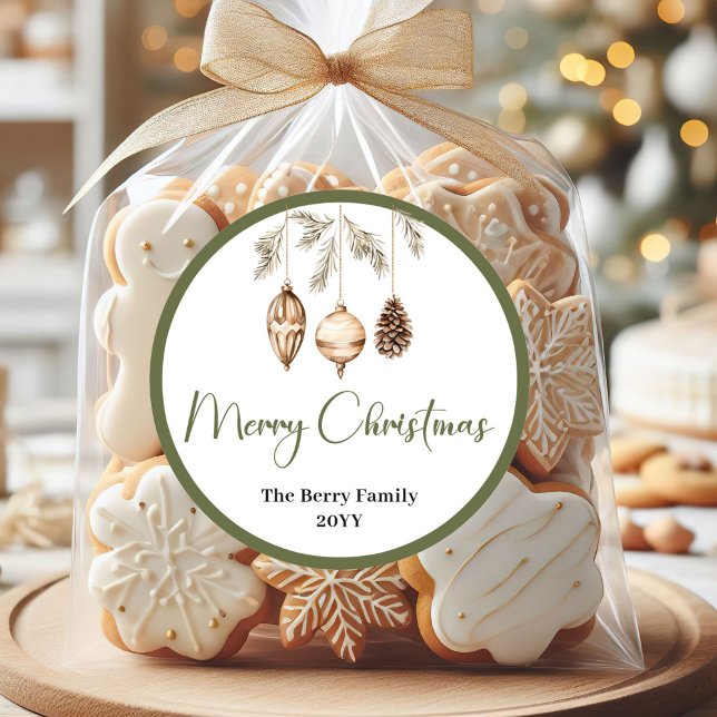 Adesivo de Natal Personalizado Moderno Terroso par (Modern Earthy Christmas Personalized Family Stickers)