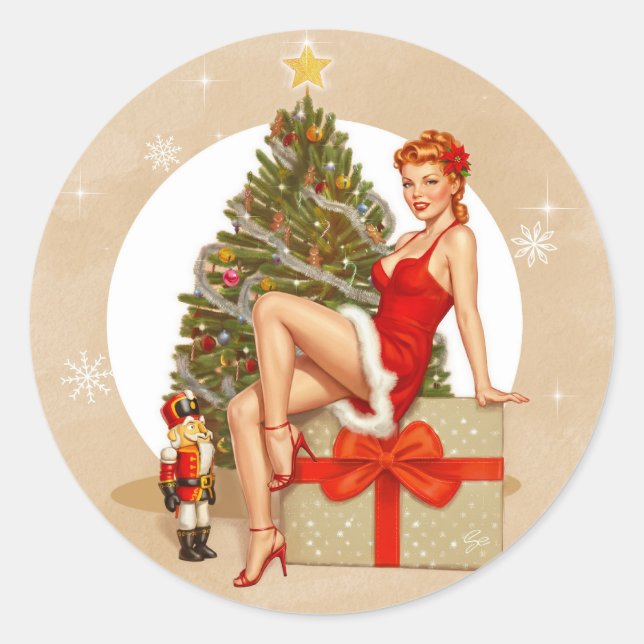 Adesivo de Natal Pin-up Retro Nutcracker Sweet (Frente)