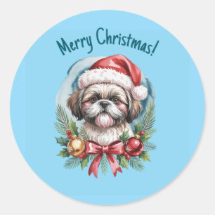 Adesivo de Natal Shih tzu