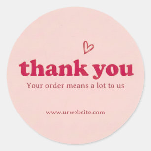 Adesivo de negócios Obrigado Rosa Personalizado 