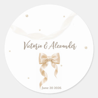 Adesivo de Noiva com Laço de Cetim Elegante