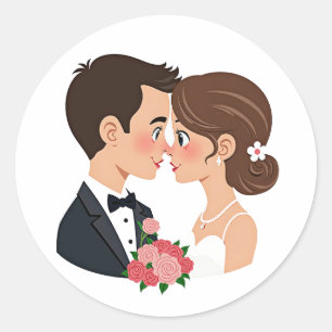 Adesivo de Noivado de Casal Sonhador
