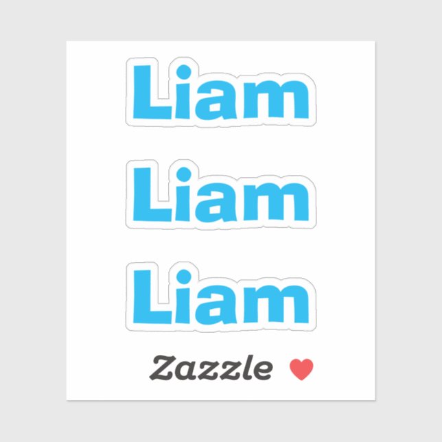 Adesivo de Nome Azul Divertido Crianças Fofo (Folha)