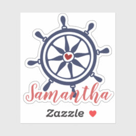 Adesivo de Nome Azul Marinho Roda de Barco Vida Ma