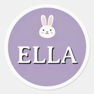 Adesivo de Nome de Coelho Personalizado – Design F