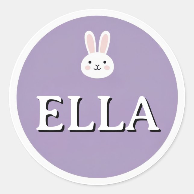 Adesivo de Nome de Coelho Personalizado – Design F (Frente)