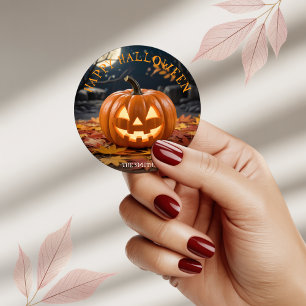 adesivo de nome de costume de Jack O Lantern para