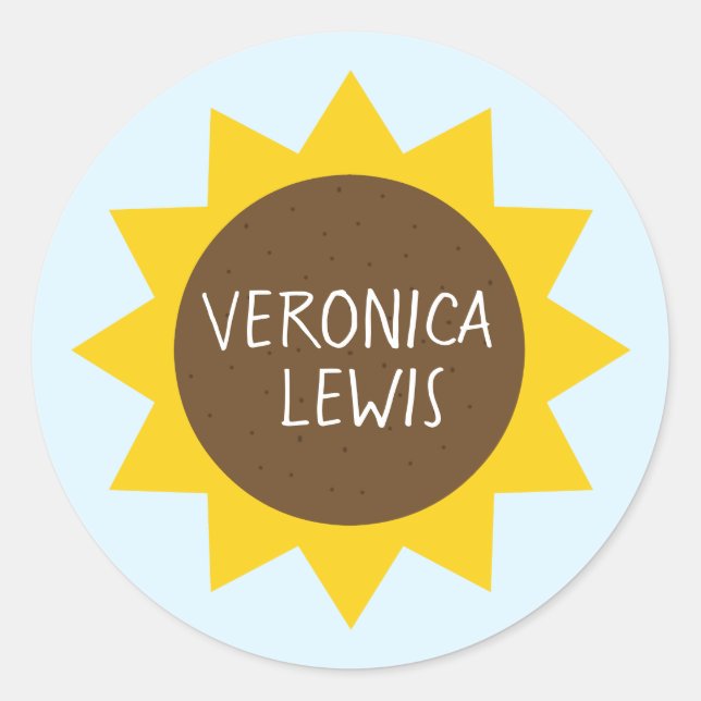 Adesivo de Nome de Girassol (Frente)