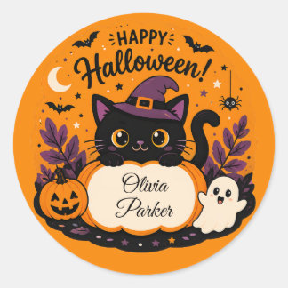 Adesivo de Nome de Halloween Personalizável para A