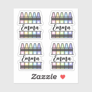 Adesivo de Nome de Lápis Colorido Personalizado