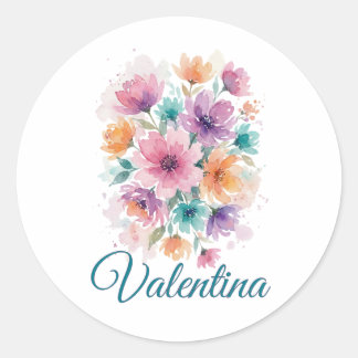 Adesivo de Nome Floral Personalizado em Aquarela