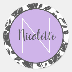 Adesivo de Nome Floral Tulipas Flores Pastel Roxo