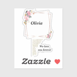 Adesivo de nome Olivia – Linha dourada de flores p