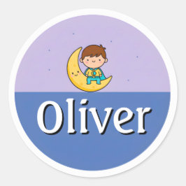 Adesivo de Nome Personalizado com Lua e Estrelas p