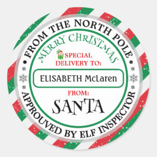 Adesivo de Nome Personalizado de Papai Noel — Obra