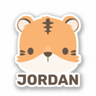 Adesivo de nome personalizado de tigre fofo