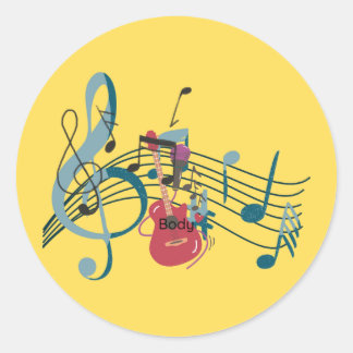 Adesivo de Notas Musicais Coloridas Guitarra e Mic