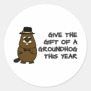 Adesivo Dê o presente de um Groundhog este ano