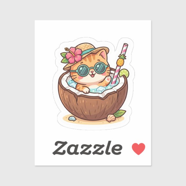 Adesivo de Óculos de Sol de Gatinho Coco Kawaii Fo (Folha)
