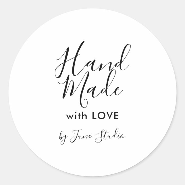 Adesivo de pacote feito à mão com amor moderno (Frente)