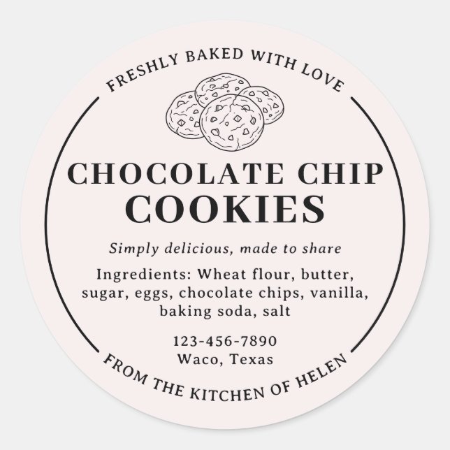 Adesivo de Padaria de Biscoitos com Chips de Choco (Frente)