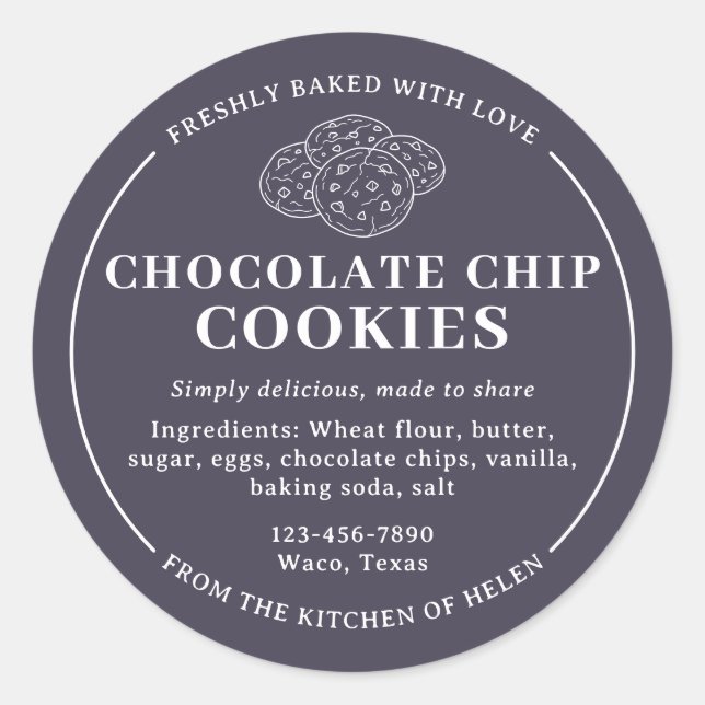 Adesivo de Padaria de Biscoitos com Chips de Choco (Frente)