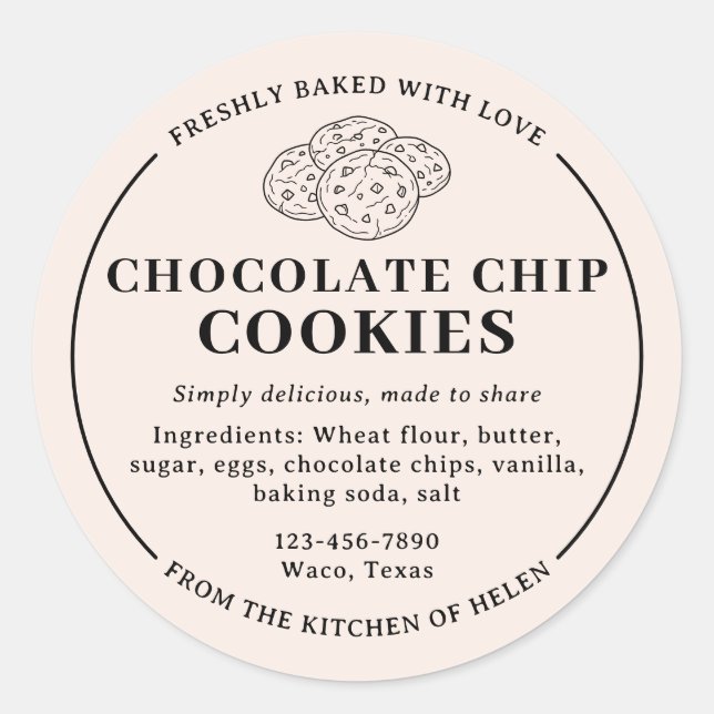 Adesivo de Padaria de Biscoitos com Chips de Choco (Frente)