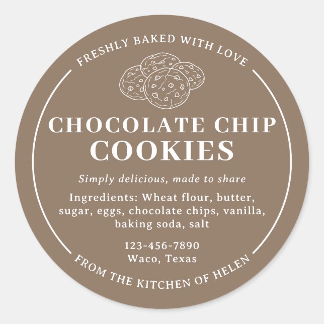 Adesivo de Padaria de Biscoitos com Chips de Choco (Frente)