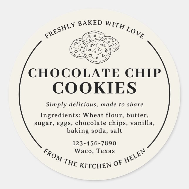 Adesivo de Padaria de Biscoitos com Chips de Choco (Frente)