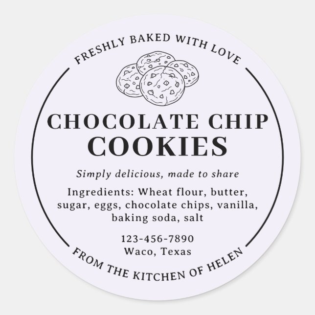 Adesivo de Padaria de Biscoitos com Chips de Choco (Frente)