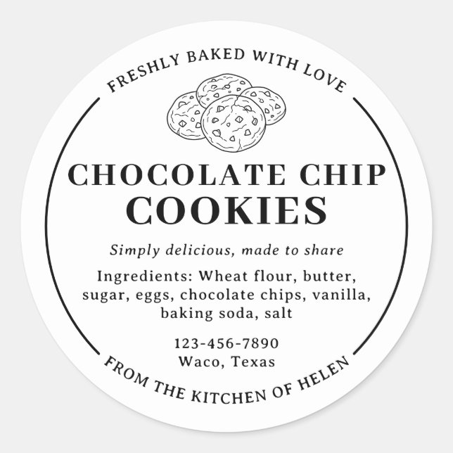 Adesivo de Padaria de Biscoitos com Chips de Choco (Frente)