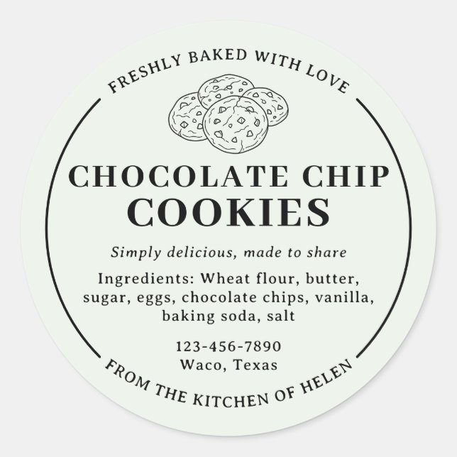 Adesivo de Padaria de Biscoitos com Chips de Choco (Frente)