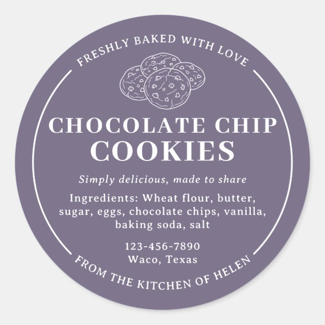 Adesivo de Padaria de Cookies com Chips de Chocola (Frente)