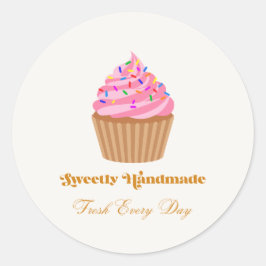 Adesivo de Padaria de Cupcake Rosa Feito à Mão Doc