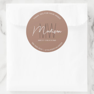 Adesivo de Padaria Marrom com Logotipo de Monogram