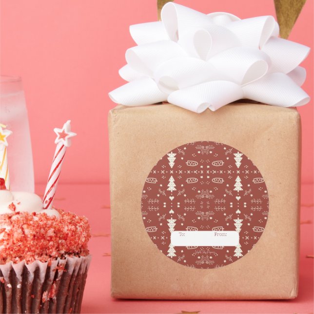 Adesivo de padrão de feriado - Vermelho - Conjunto (Festa)