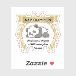 Adesivo de Panda Campeão de Soneca Engraçado