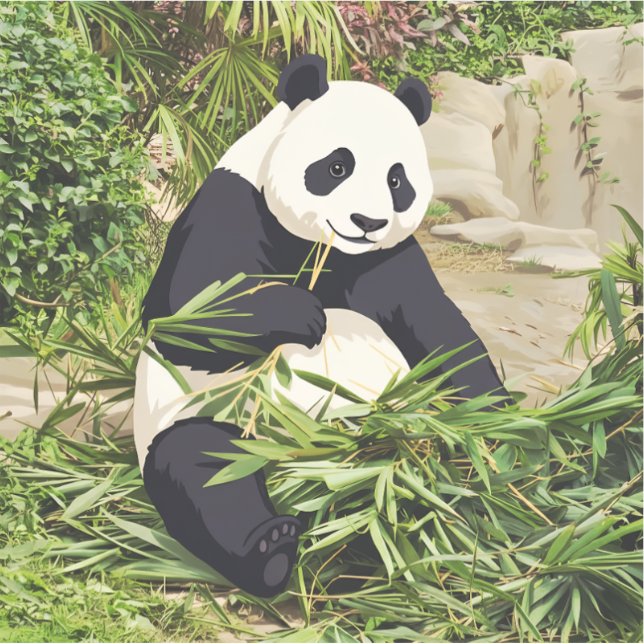 Adesivo de panda comendo bambu (Frente)